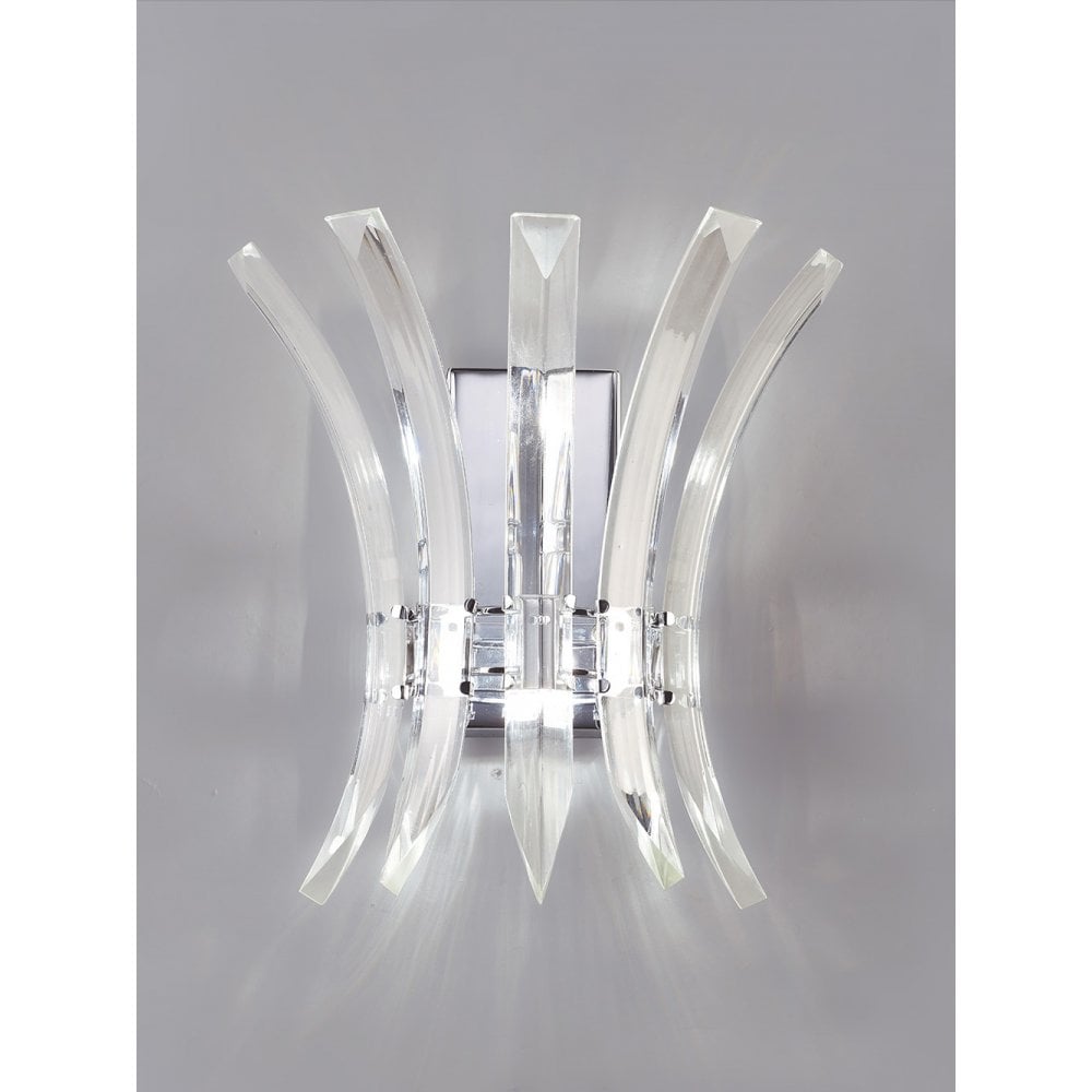 Sinclair Dual-Light Chrome Wall Sconce with Crystal Accents