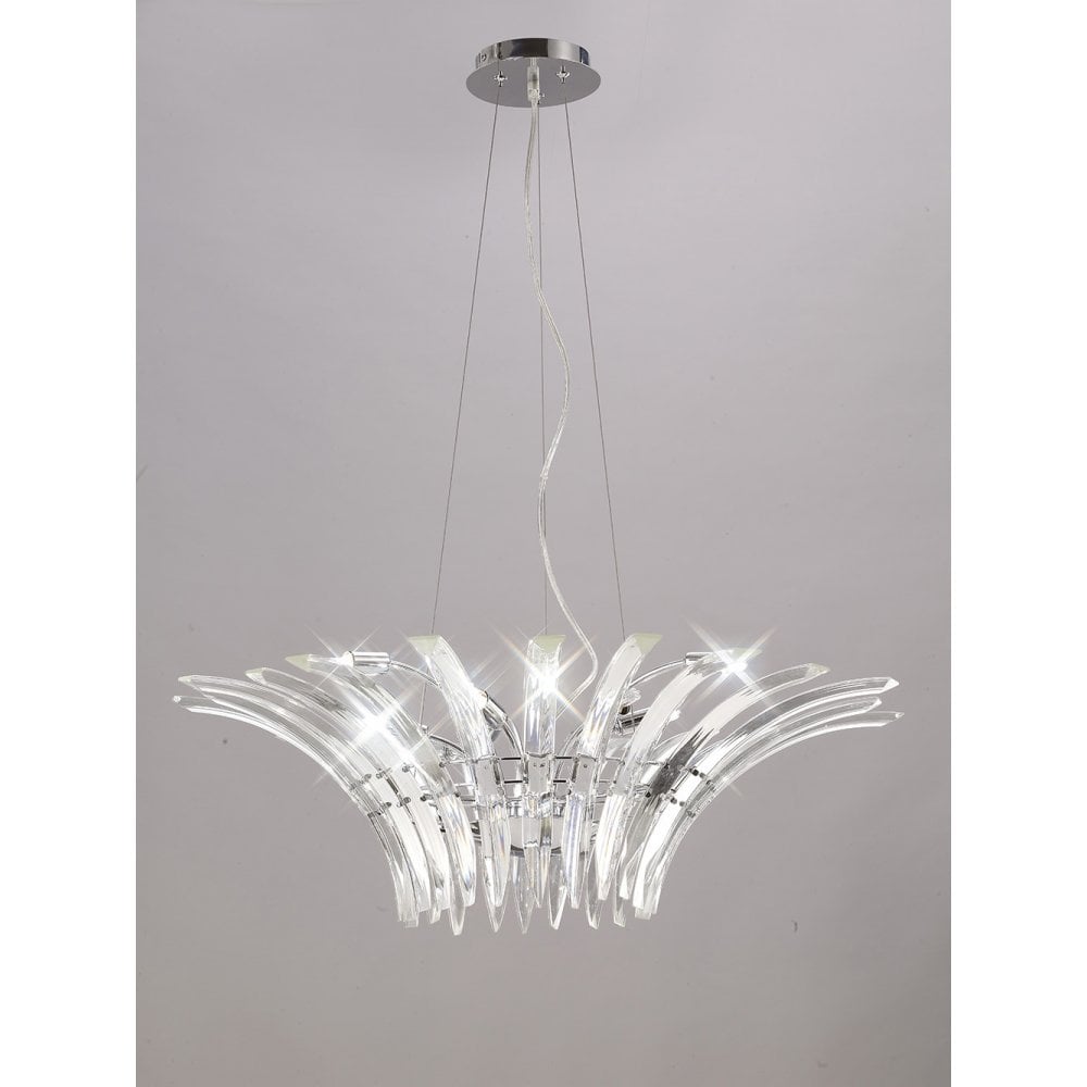 Sinclair 9-Light Polished Chrome Pendant with Curved Crystal Prisms