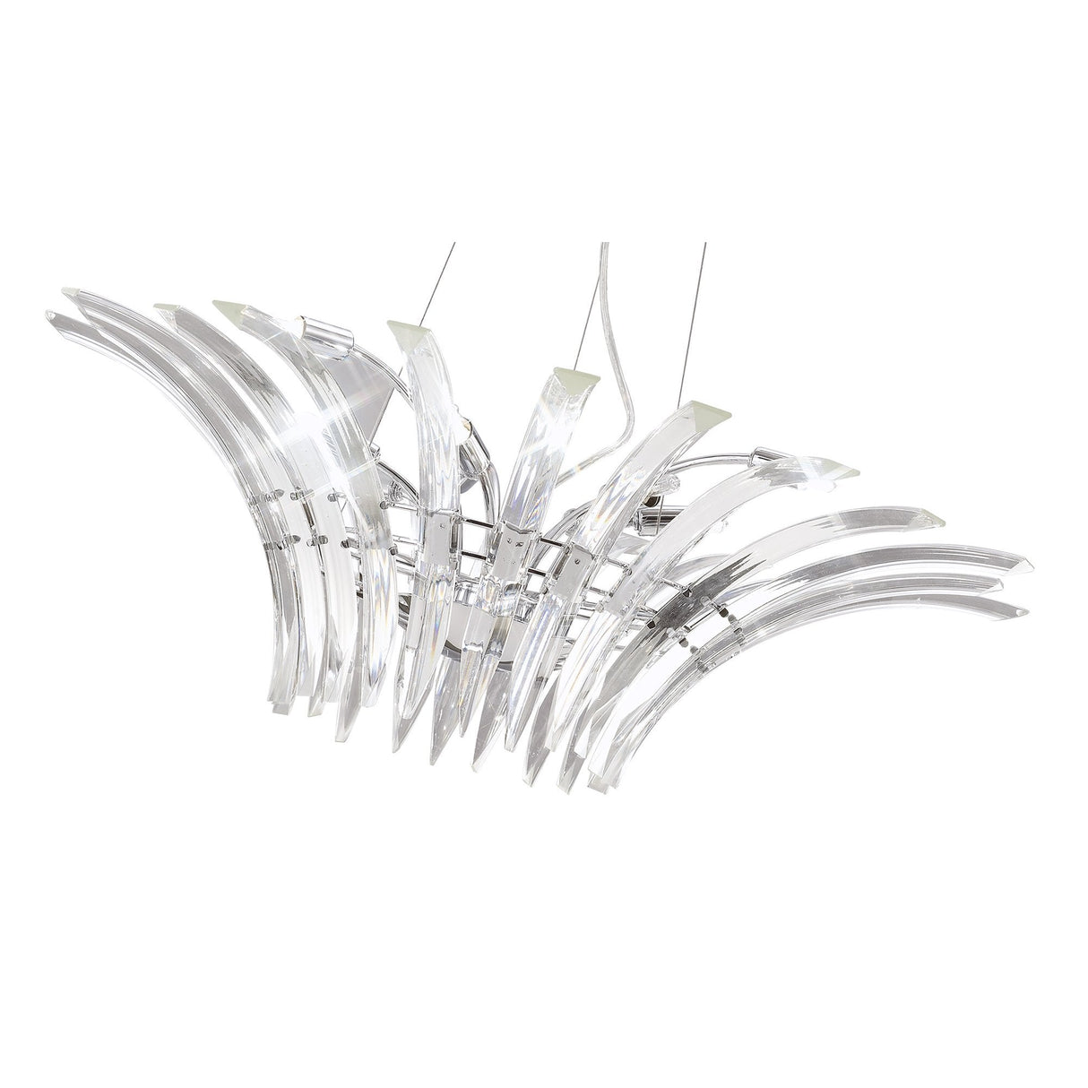 Sinclair 9-Light Polished Chrome Pendant with Curved Crystal Prisms