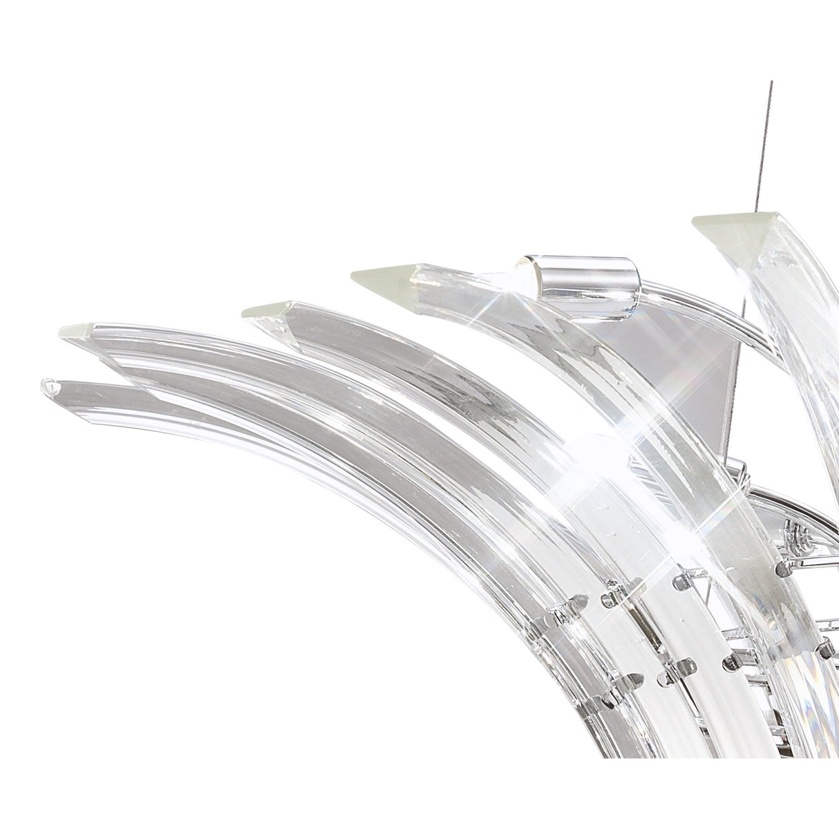 Sinclair 9-Light Polished Chrome Pendant with Curved Crystal Prisms