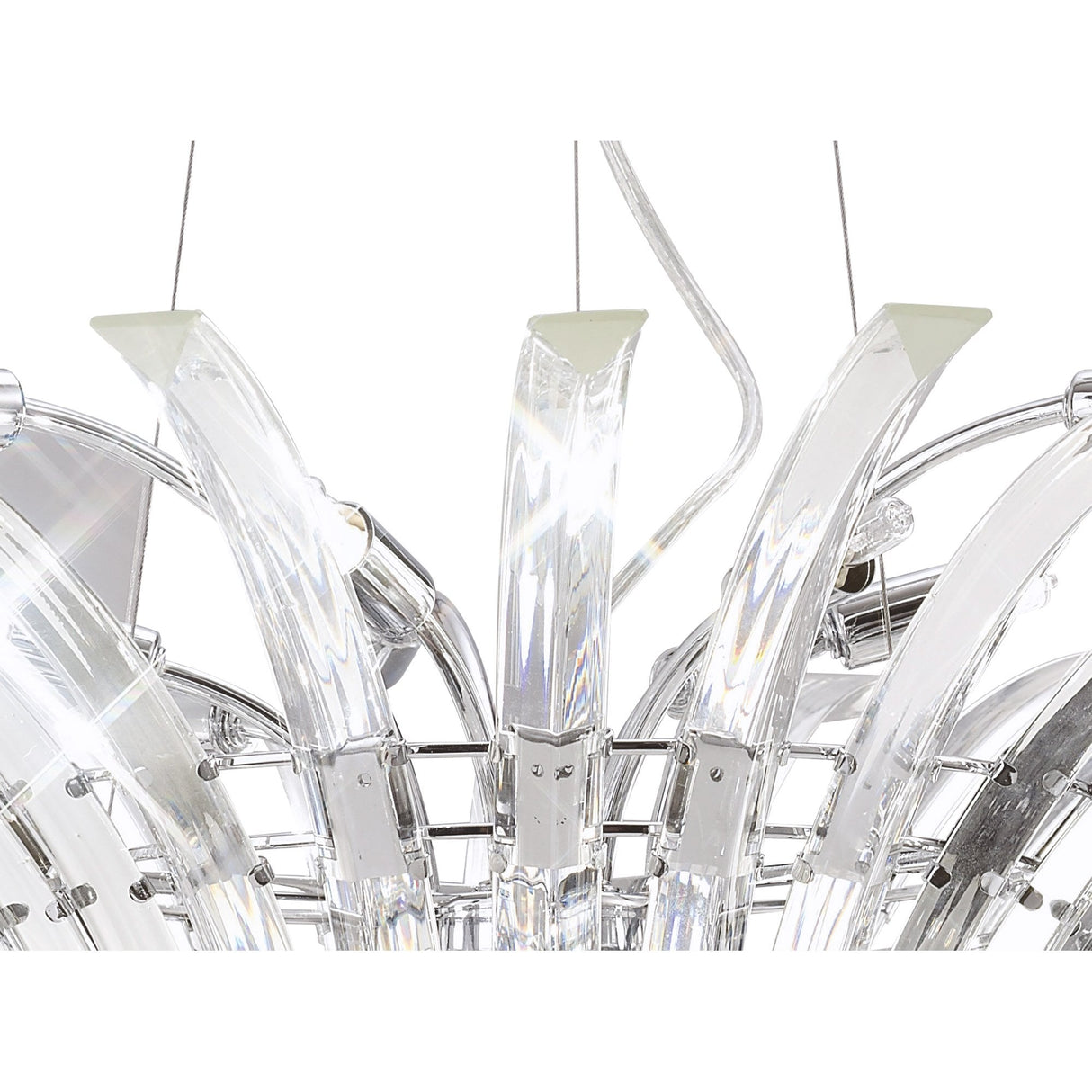 Sinclair 9-Light Polished Chrome Pendant with Curved Crystal Prisms