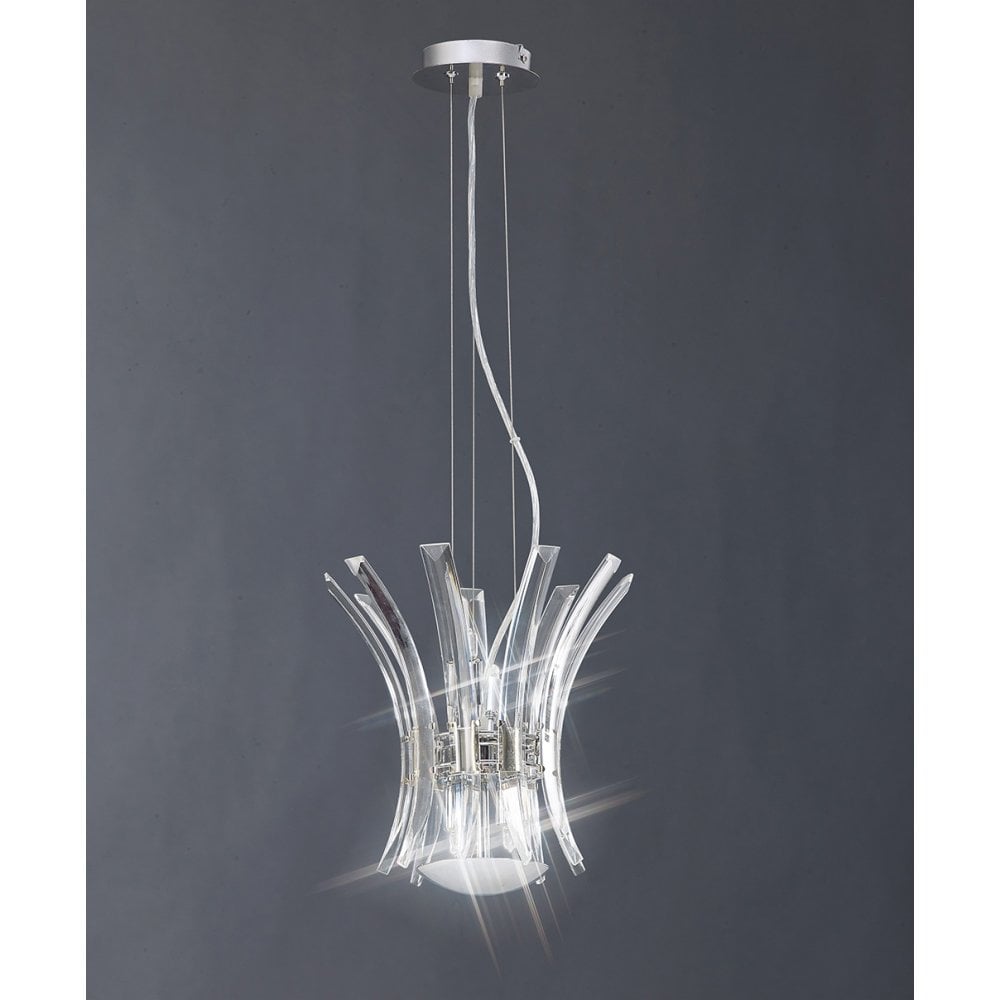 Sinclair Pendant: Modern 4-Light Chrome Chandelier with Crystal Elegance
