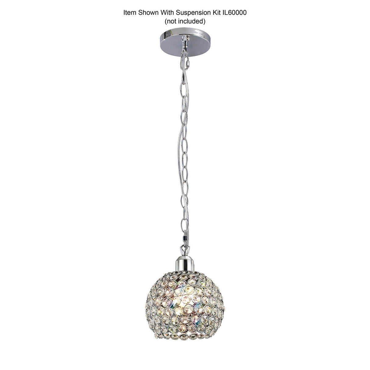 Kudo Chrome Crystal Ball Shade - Elegant Non-Electric Lighting Fixture by Cassia Twigue