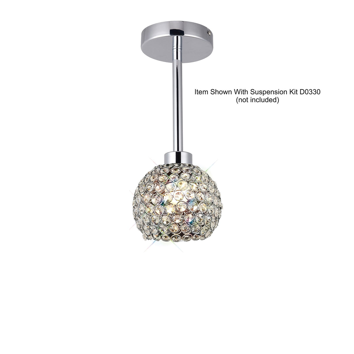 Kudo Chrome Crystal Ball Shade - Elegant Non-Electric Lighting Fixture by Cassia Twigue
