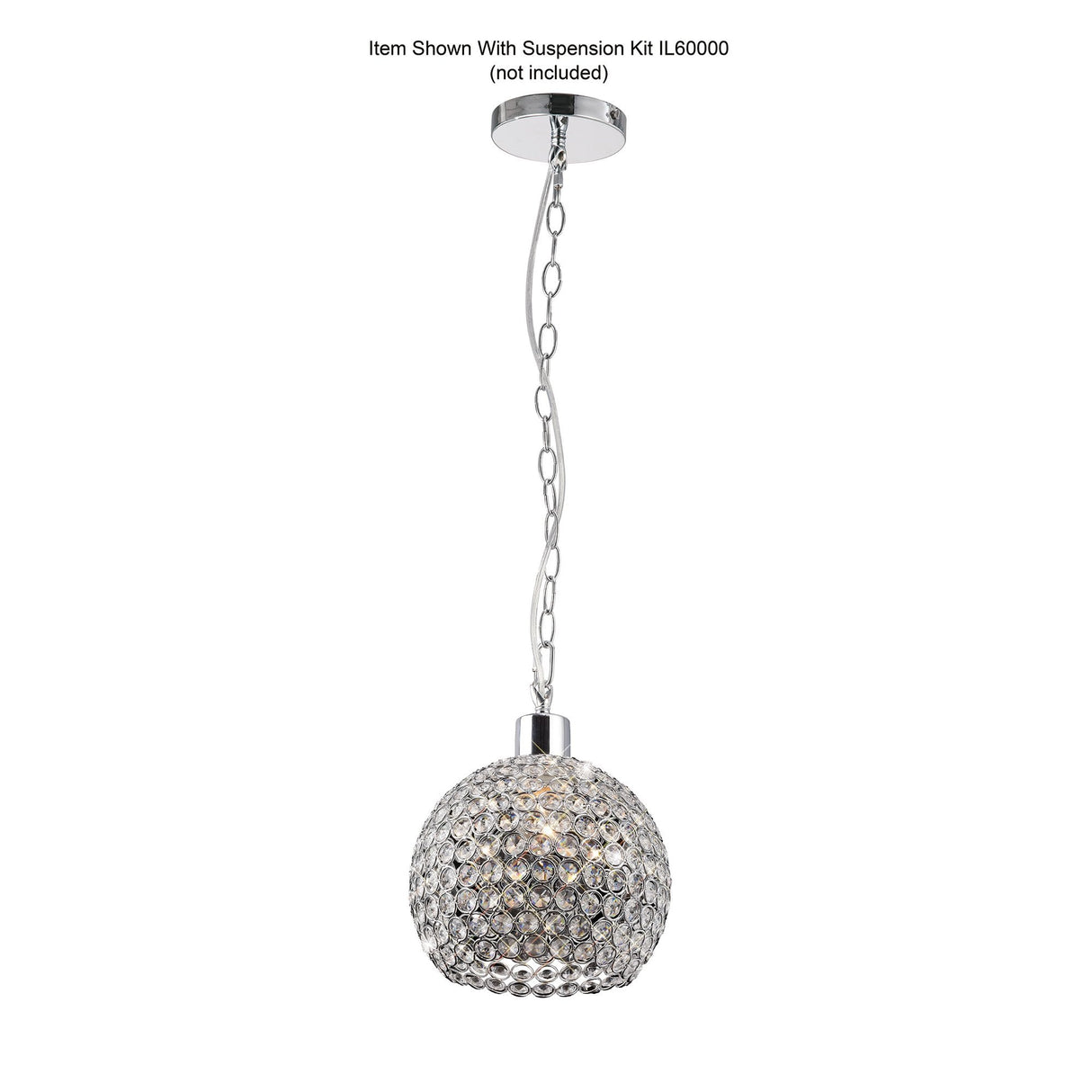 Kudo Crystal Elegance: Polished Chrome & Crystal Non-Electric Ball Shade by Cassia Twigue