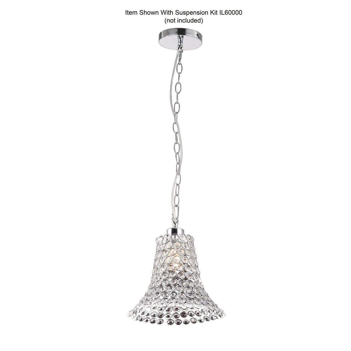 Elegant Kudo Crystal Cone Shade Non-Electric Light Fixture in Polished Chrome and Clear Crystal
