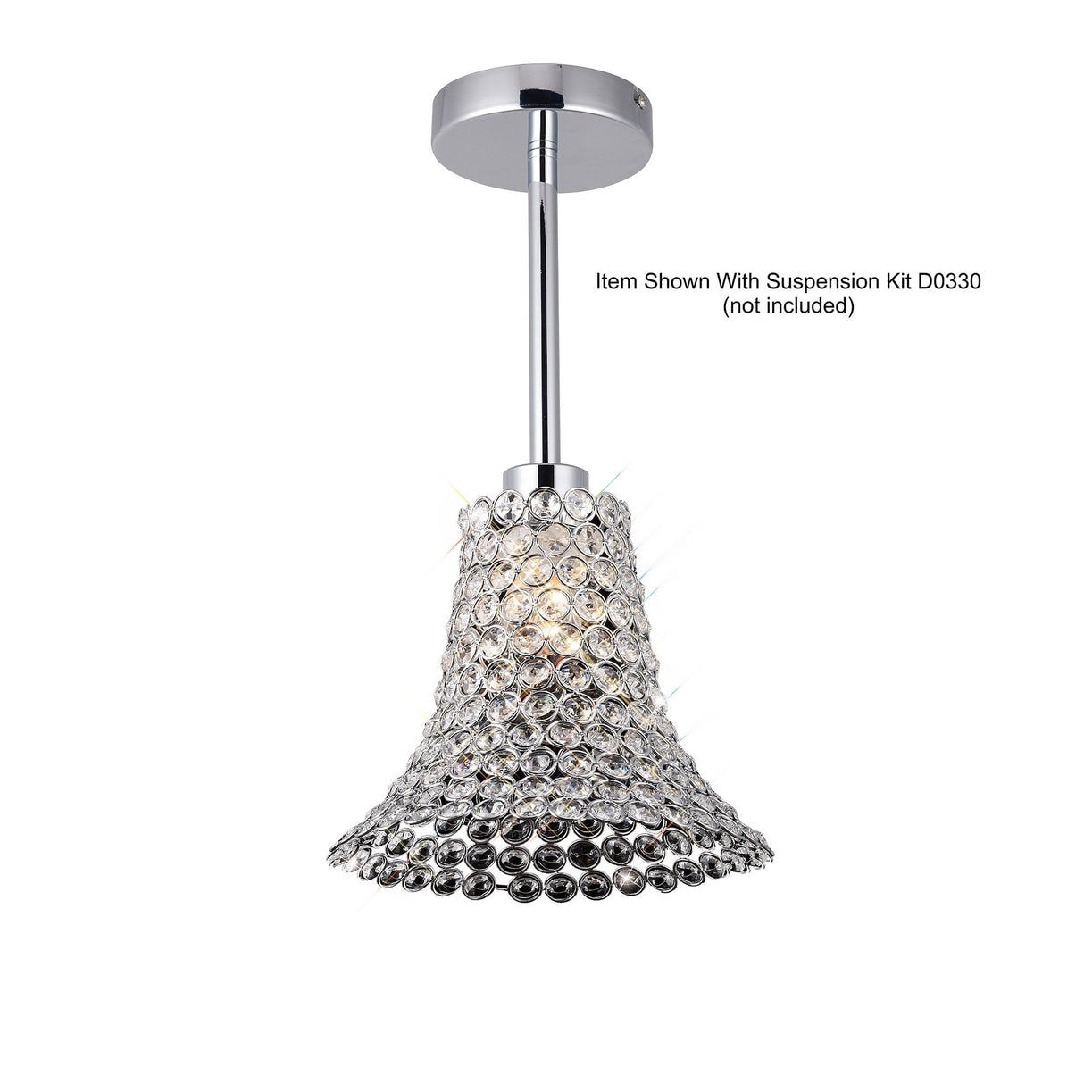 Elegant Kudo Crystal Cone Shade Non-Electric Light Fixture in Polished Chrome and Clear Crystal