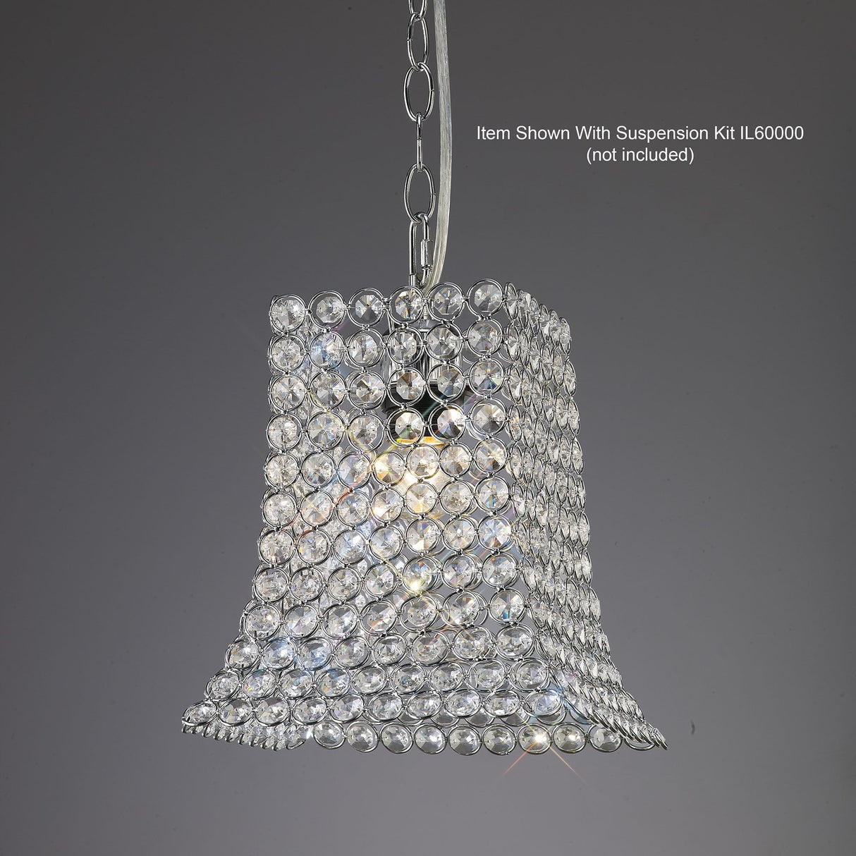 Kudo Crystal Trapezium Lampshade in Polished Chrome and Clear Crystal
