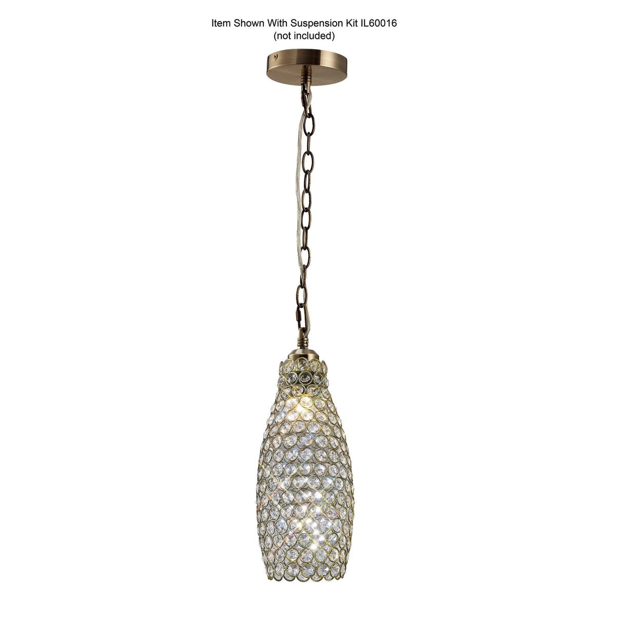 Kudo Elegance: Vintage Brass & Crystal Drum Pendant Shade