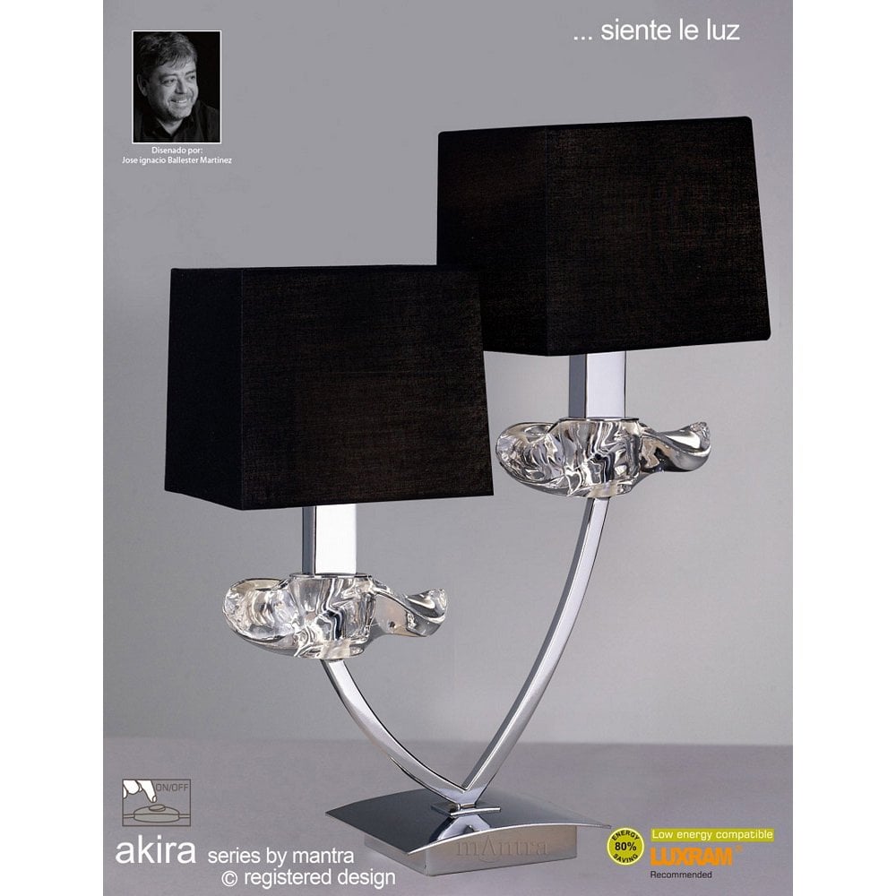 Dual Elegance Table Lamp - Chrome & Black Shade Design