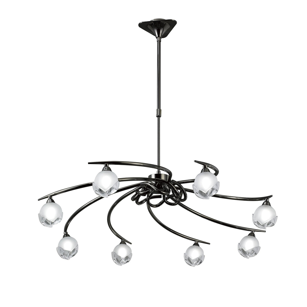 Fragma Telescopic 8-Light Pendant, Black Chrome Finish