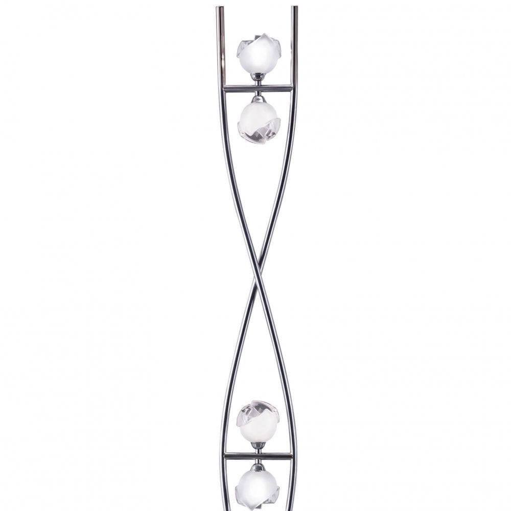 Fragma 4-Light Floor Lamp in Polished Chrome with Frosted Glass Spheres