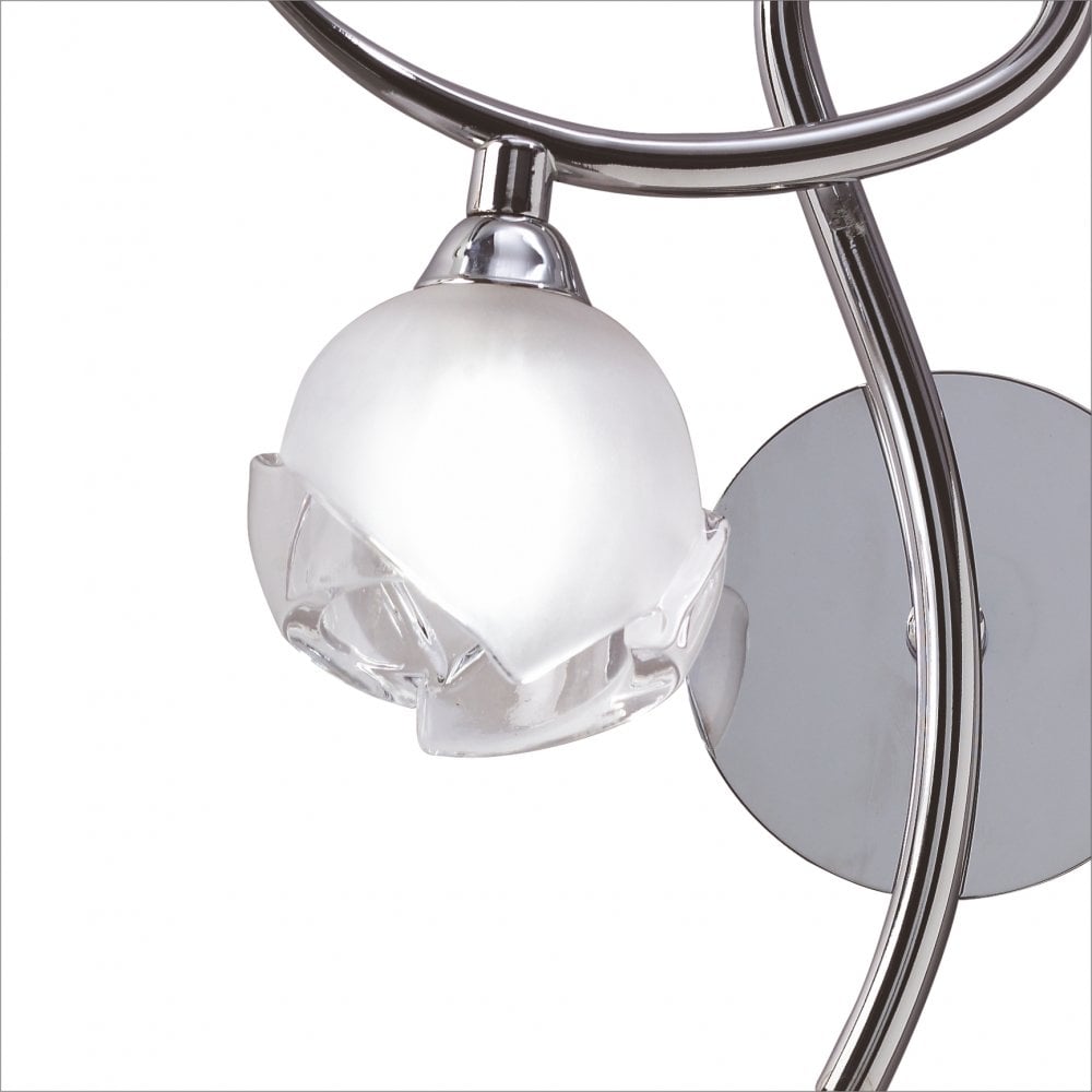 Elegant Left Switched Fragma Wall Lamp in Polished Chrome with Frosted Glass Shade