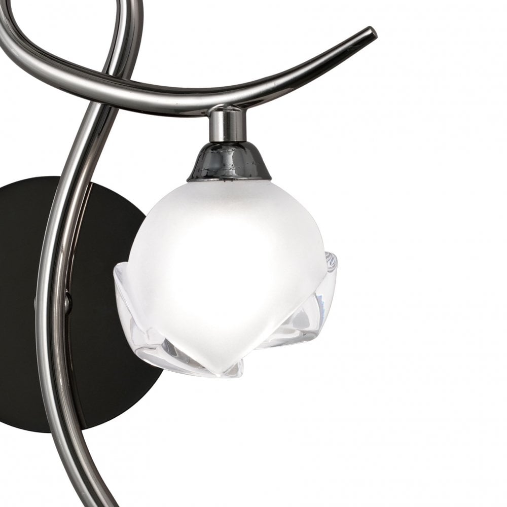 Fragma Right-Handed Wall Lamp in Black Chrome with Frosted Glass Shade