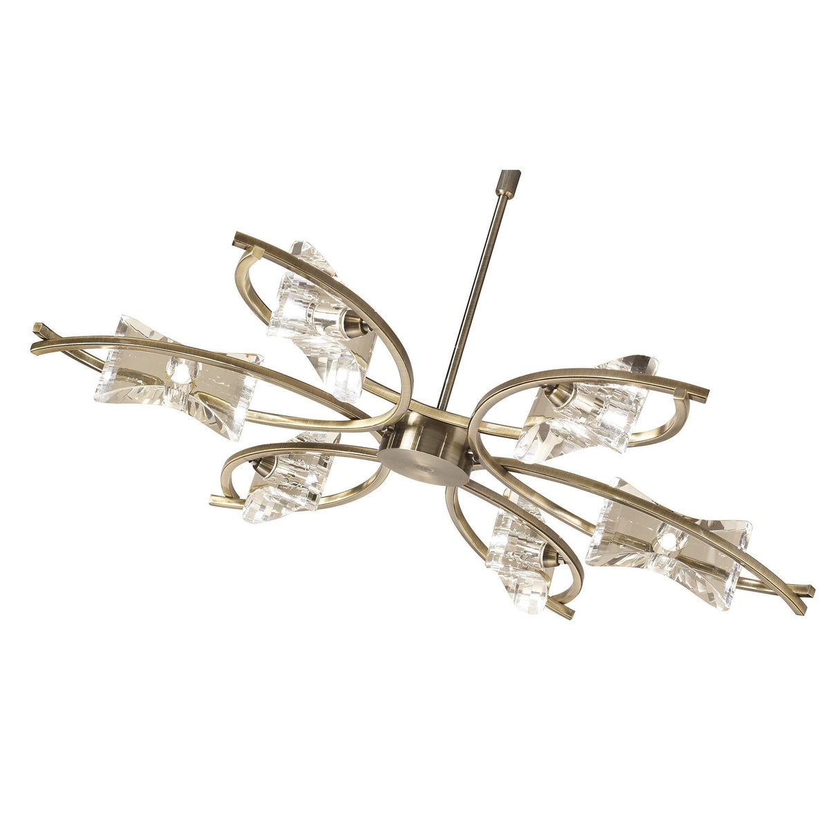Kromo Sculptural Chic Telescopic Semi Flush Convertible Light in Antique Brass