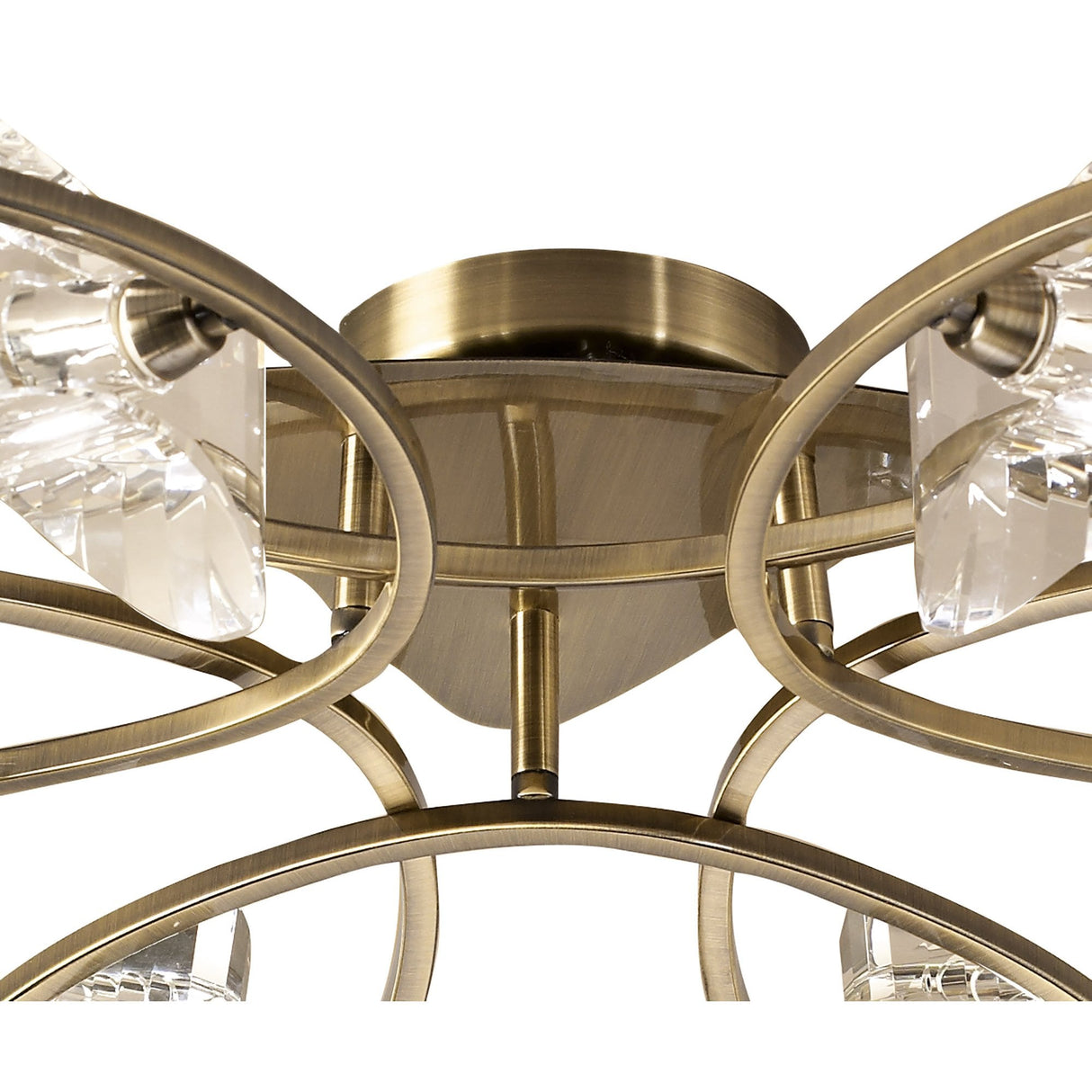 Kromo 6-Light Ceiling Fixture, Antique Brass with High-Quality K9 Crystal