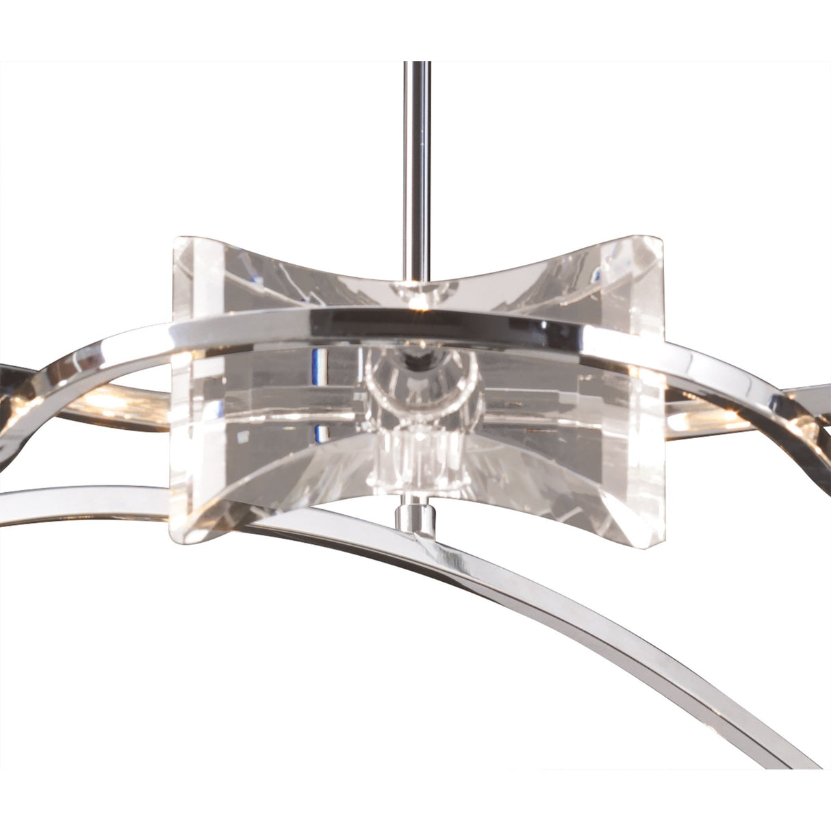 Kromo Telescopic 8-Light Chandelier in Polished Chrome with Clear Crystal Accents