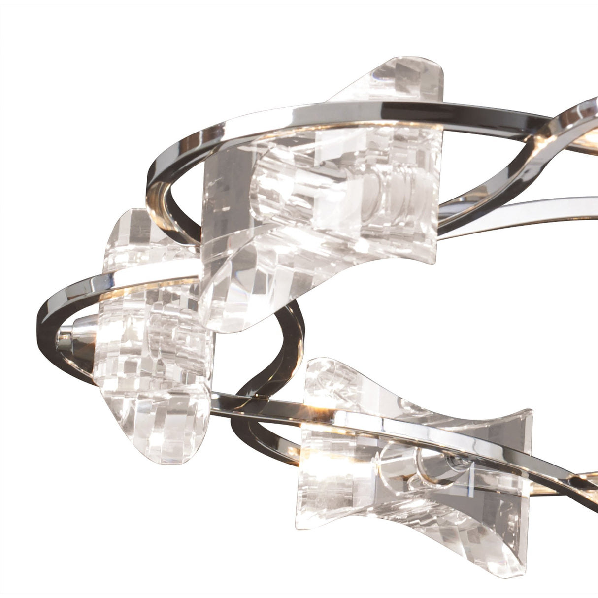 Kromo Telescopic 8-Light Chandelier in Polished Chrome with Clear Crystal Accents