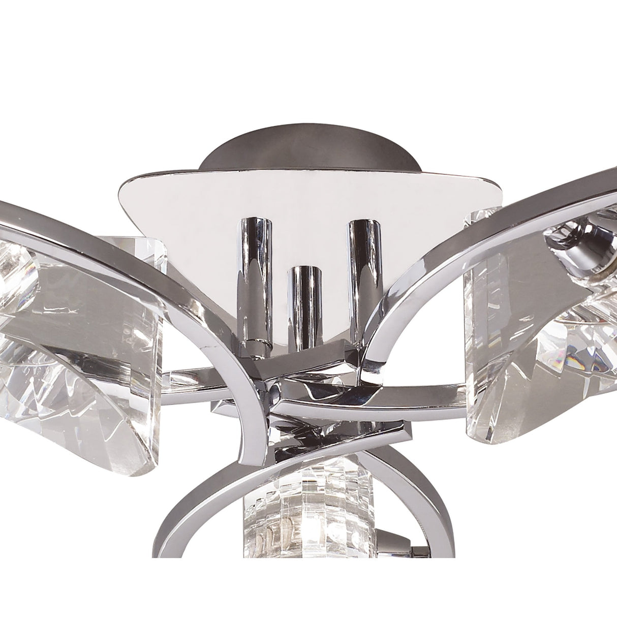 Kromo Triple Light Ceiling Fixture in Polished Chrome with Clear Crystal Accents