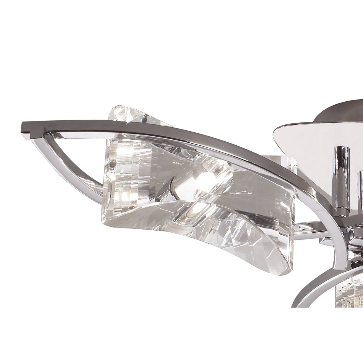 Kromo Triple Light Ceiling Fixture in Polished Chrome with Clear Crystal Accents