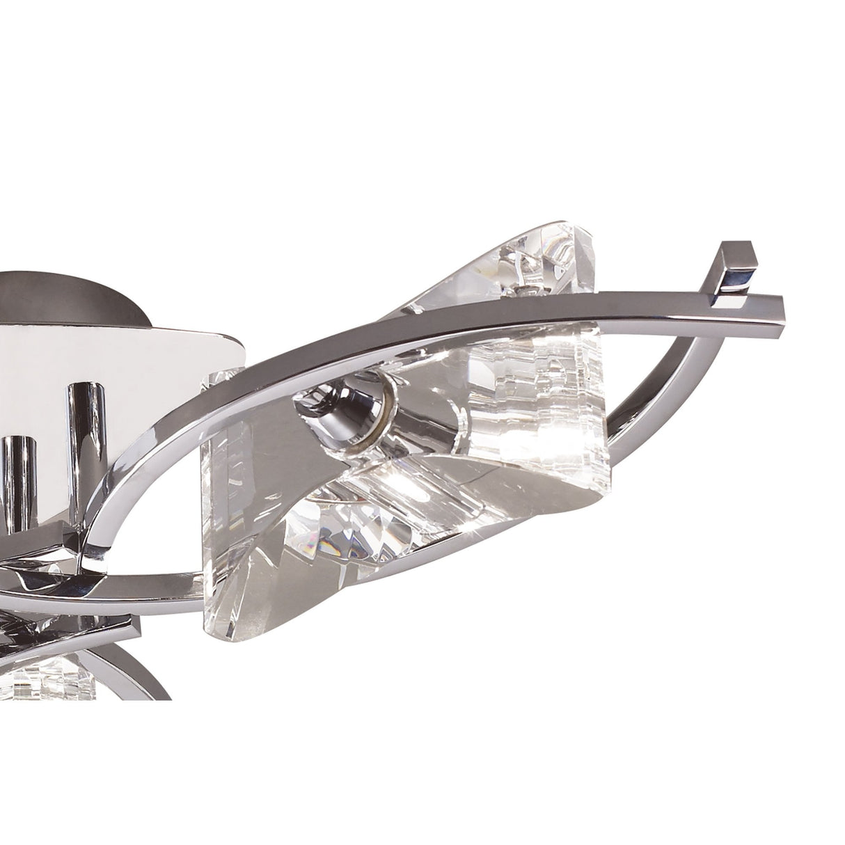 Kromo Triple Light Ceiling Fixture in Polished Chrome with Clear Crystal Accents