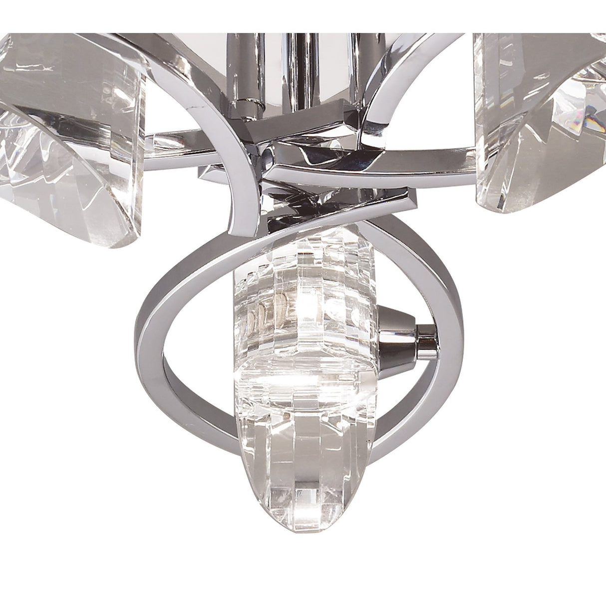 Kromo Triple Light Ceiling Fixture in Polished Chrome with Clear Crystal Accents