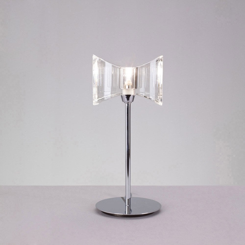 Kromo Elegance Table Lamp with Polished Chrome Finish and Crystal Design