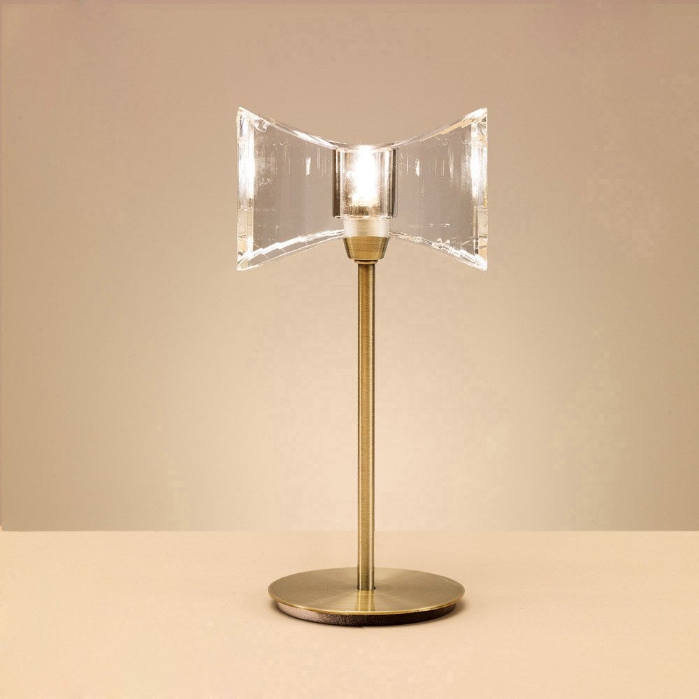 Elegant Antique Brass Kromo Table Lamp with Crystal Accent