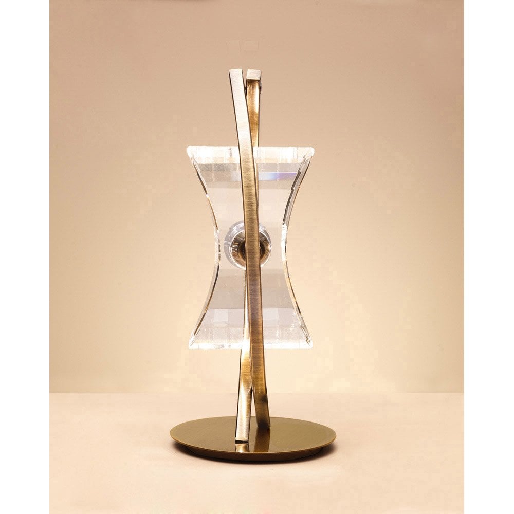 Antique Brass Kromo Table Lamp with Looped Frame and Clear K9 Crystal