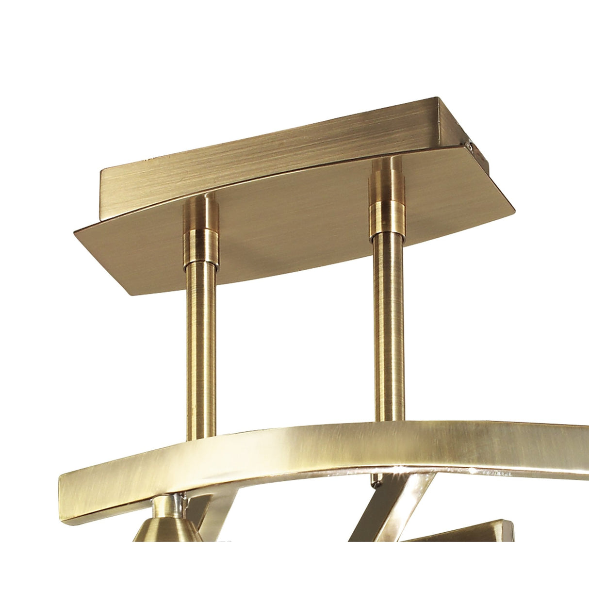 Cuadrax Antique Brass Semi-Flush Ceiling Light with 4 G9 Bulbs