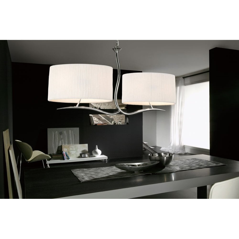 Eve 4-Light Chrome Pendant with Elegant White Oval Shades