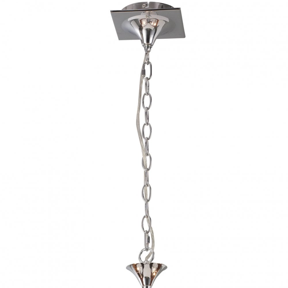 Eve Pendant Light Trio in Polished Chrome with White Silken Round Shade