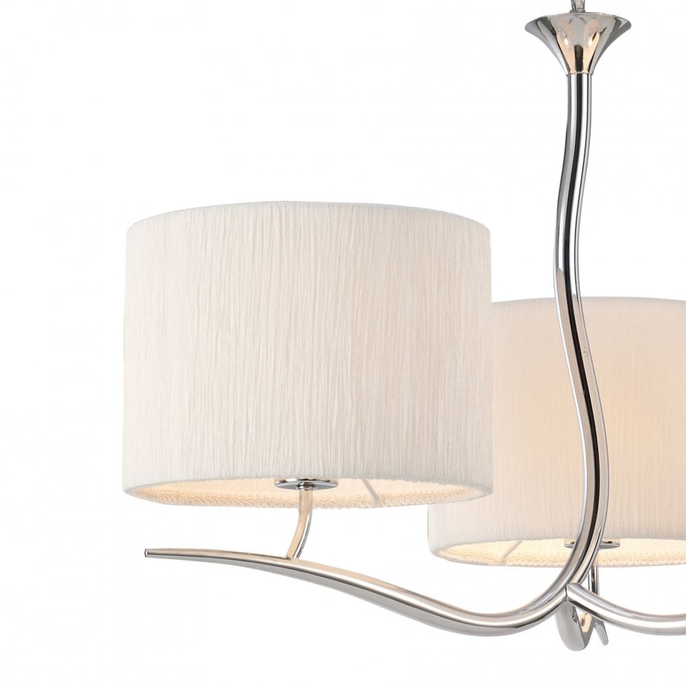 Eve Pendant Light Trio in Polished Chrome with White Silken Round Shade