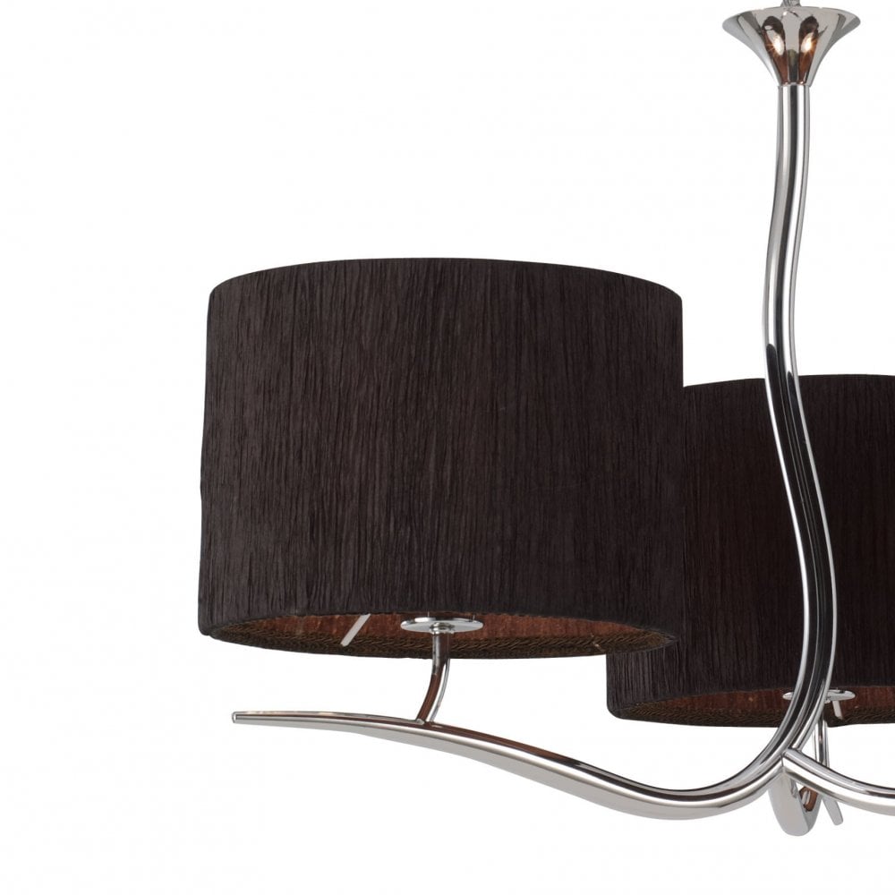 Eve 3-Light Pendant in Polished Chrome with Black Silk Shades