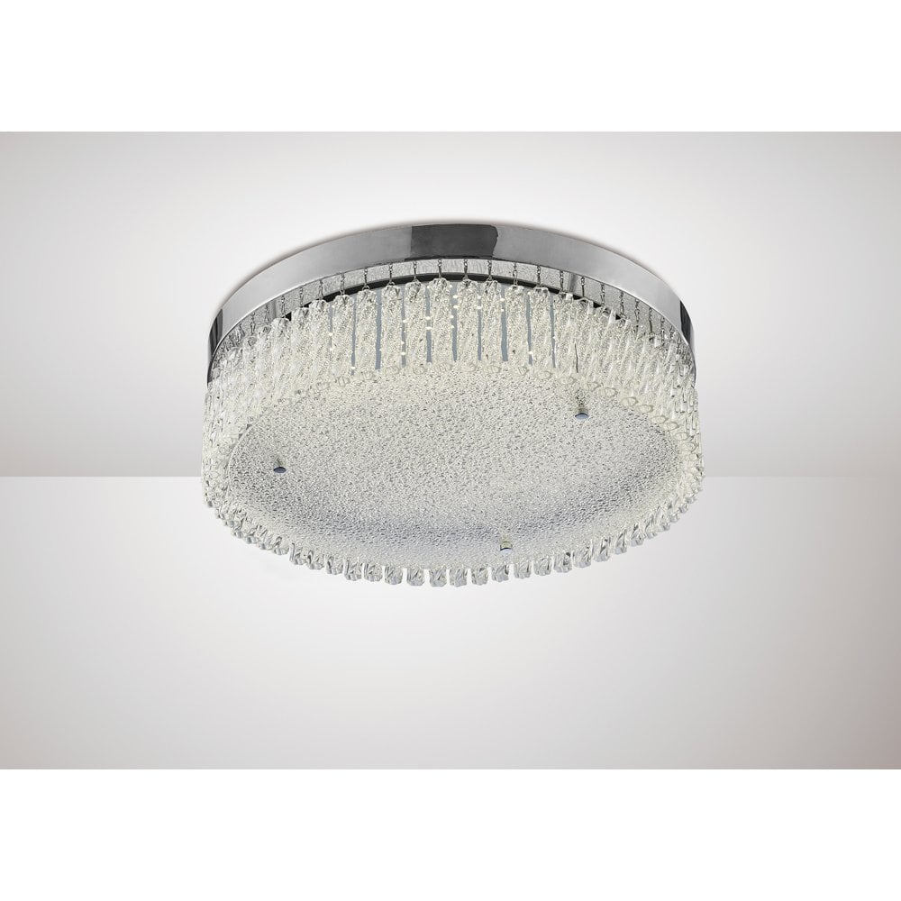 Aiden Polished Chrome 21W LED Round Ceiling Light with Crystal Glass Design