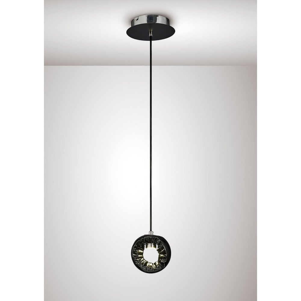 Salvio Contemporary Pendant Light with Chrome and Black Finish, 1 x 3W LED