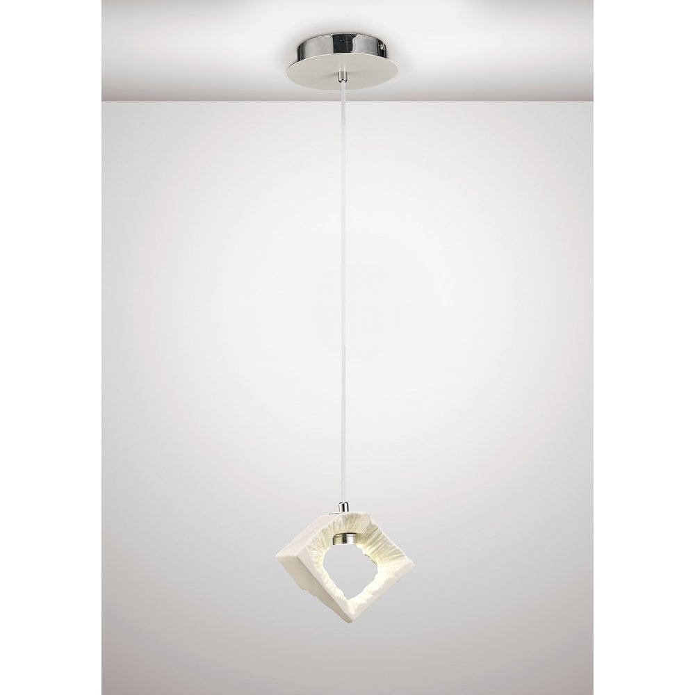 Sculptural Elegance LED Pendant Light in Chrome and White