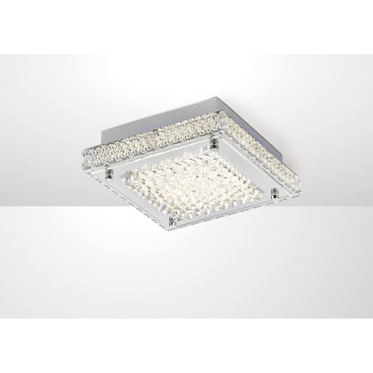 Polished Chrome Crystal LED Ceiling Light with Clear Glass and Modern Design
