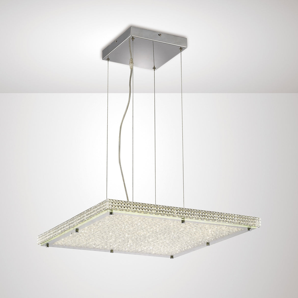 Amelia Radiant Pendant Light - 44W LED in Sleek Chrome & Crystal Design