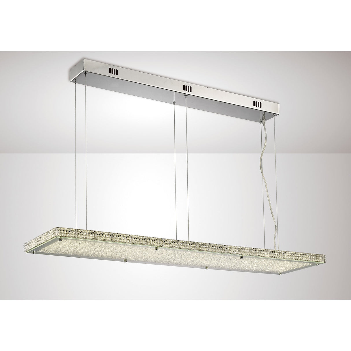 Amelia Pendant 68W LED Chandelier with Remote: Modern Chrome & Crystal Design