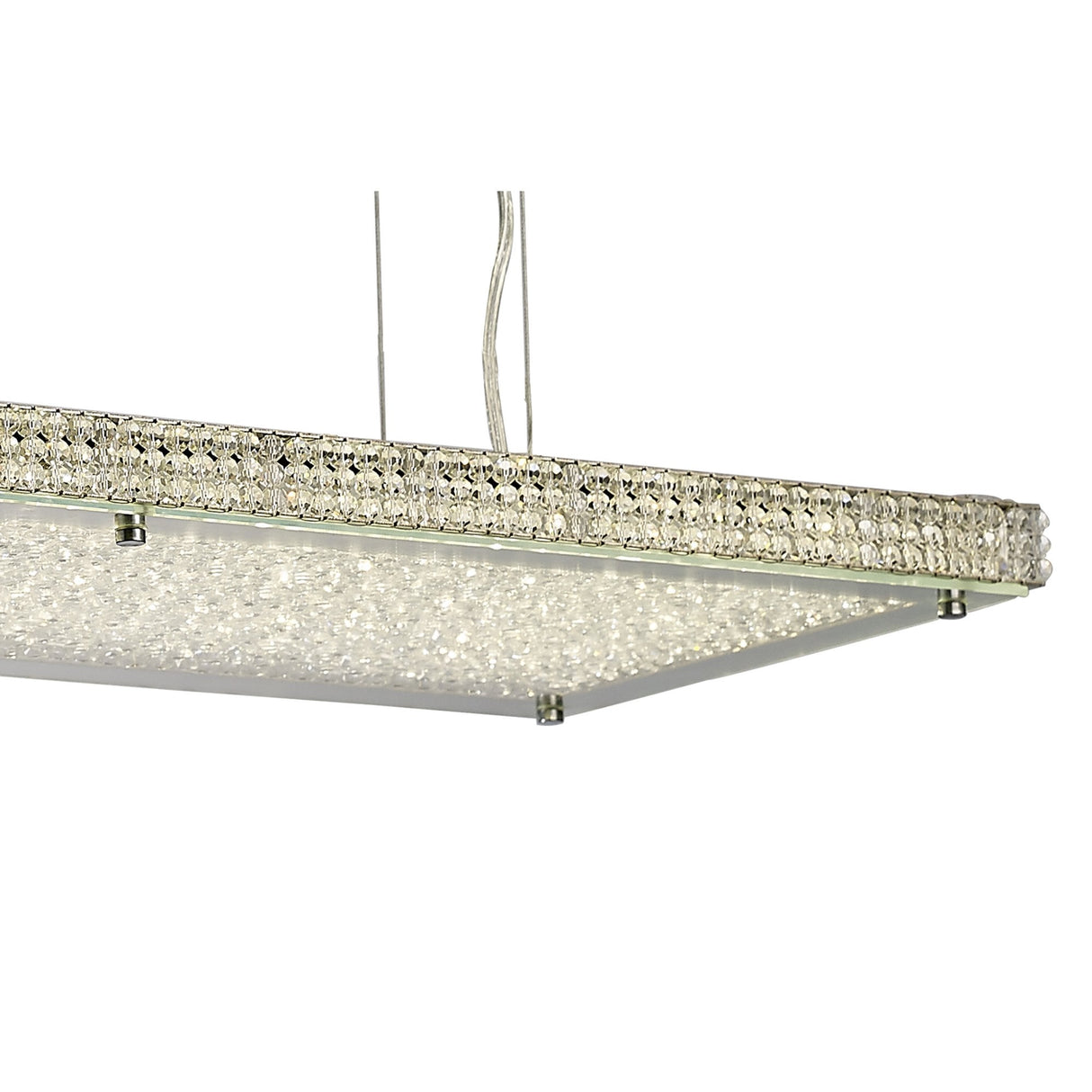 Amelia Pendant 68W LED Chandelier with Remote: Modern Chrome & Crystal Design