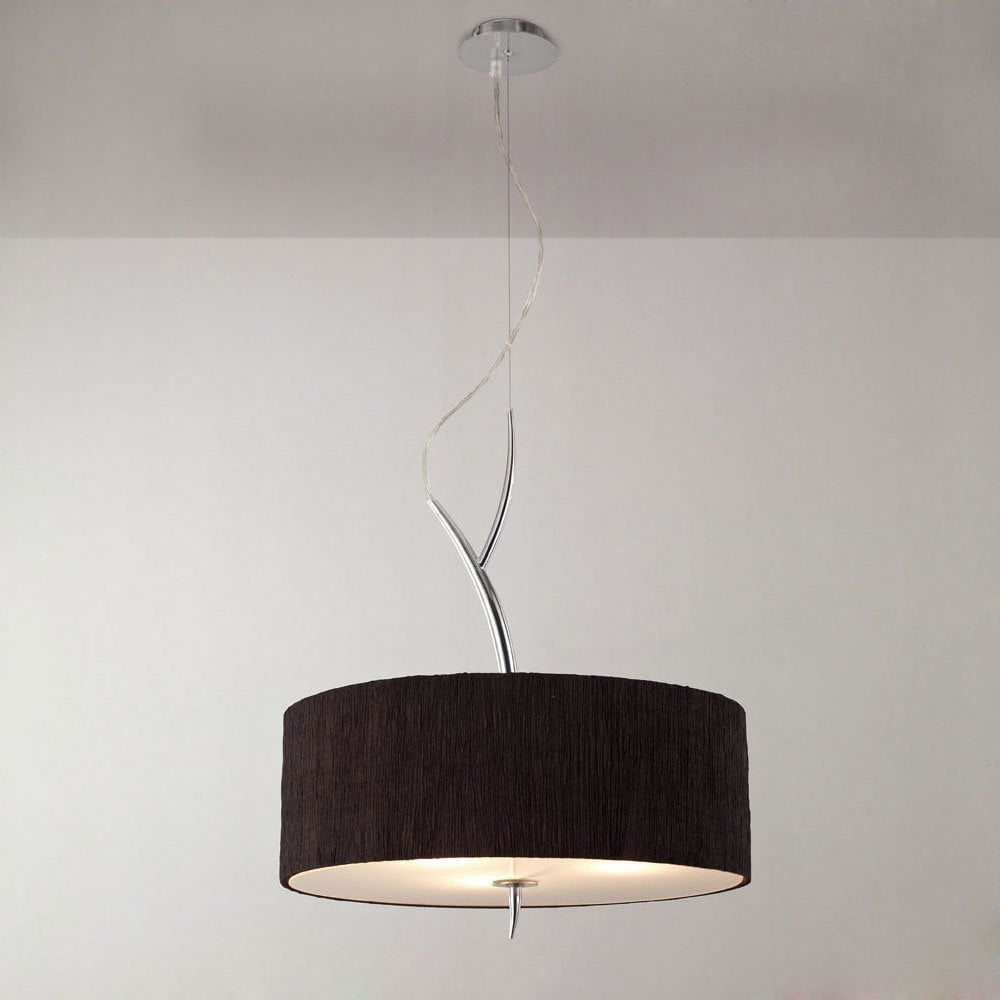 Eve Pendant Light Trio in Polished Chrome with Elegant Black Shade