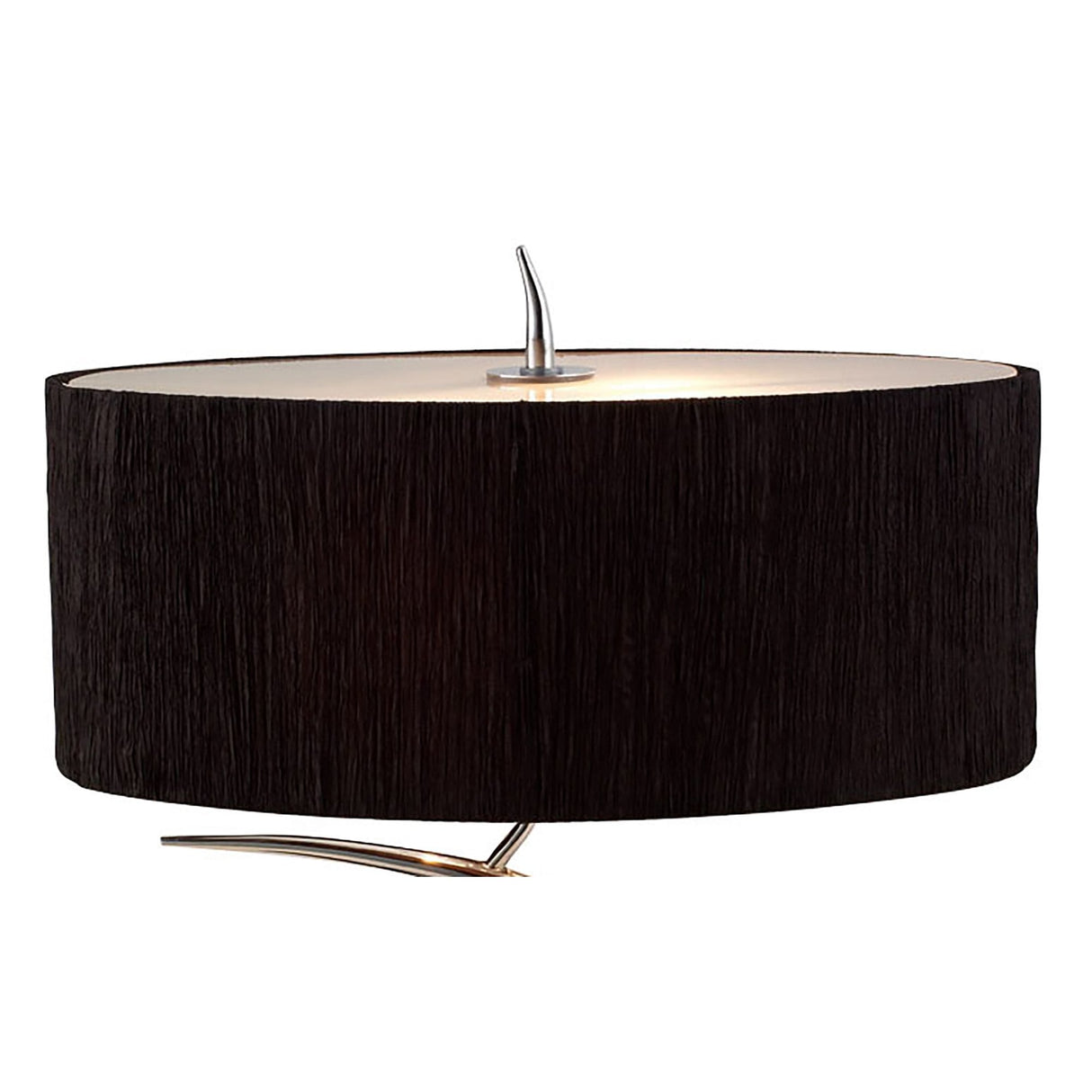 Eve Polished Chrome Dual Light Table Lamp with Elegantly Textured Black Oval Shade