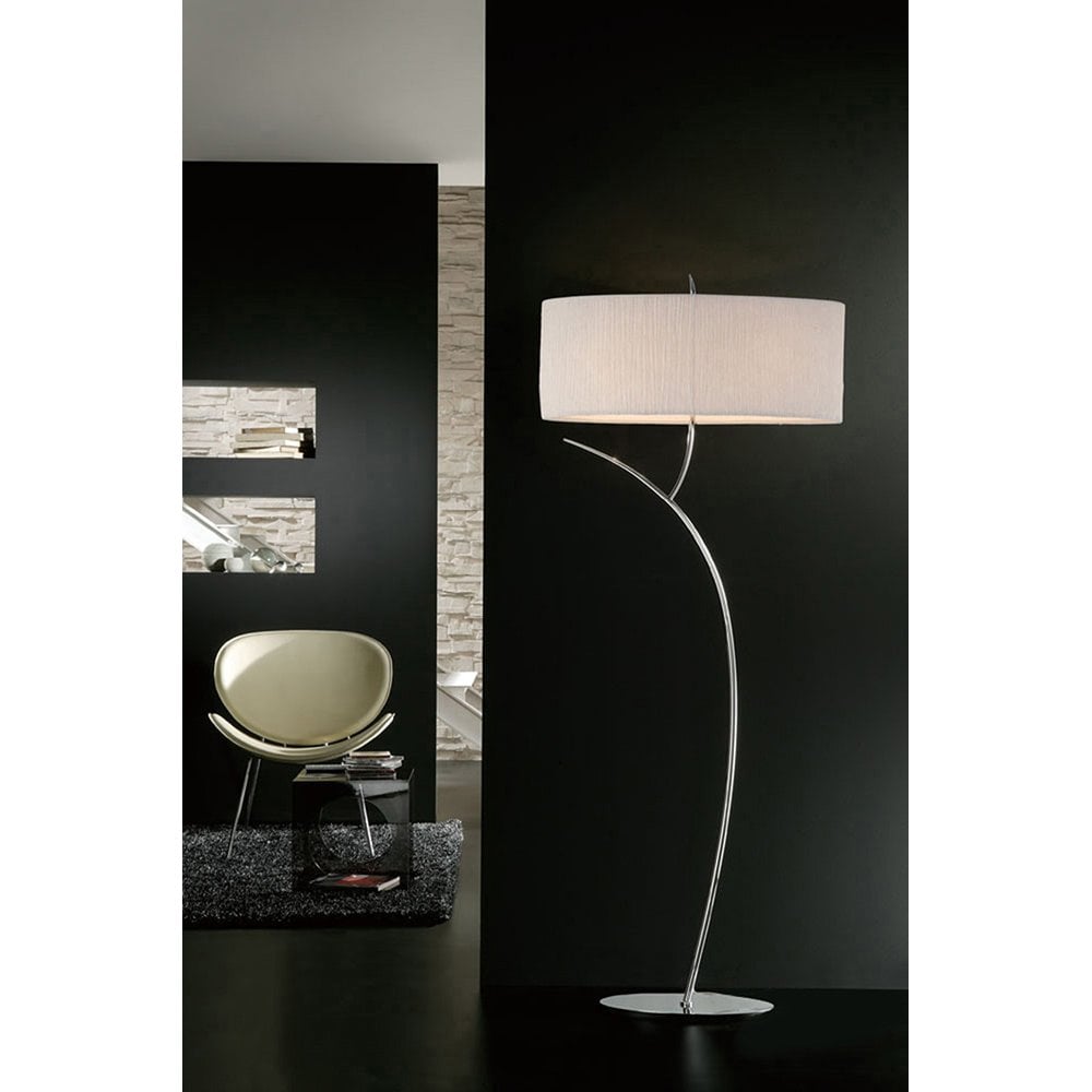 Eve Dual Light Floor Lamp with Polished Chrome and White Oval Shade