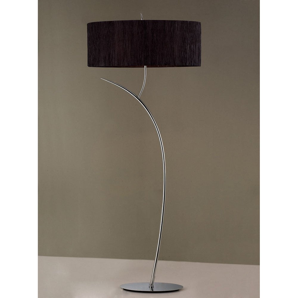 Polished Chrome Eve Floor Lamp with Dual Light and Black Silky Oval Shade