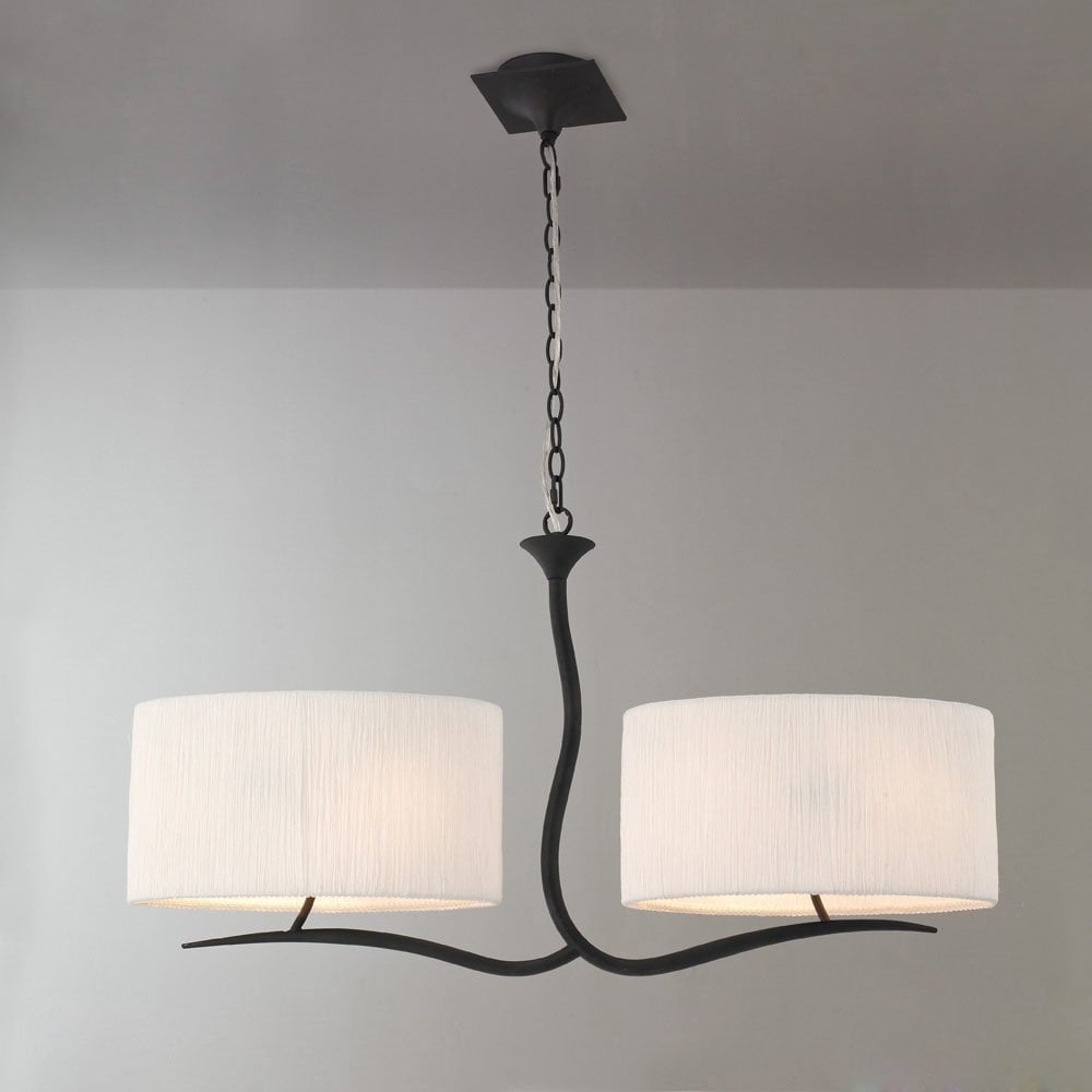 Eve Pendant Light with Dual Arms and White Oval Shades in Anthracite Finish