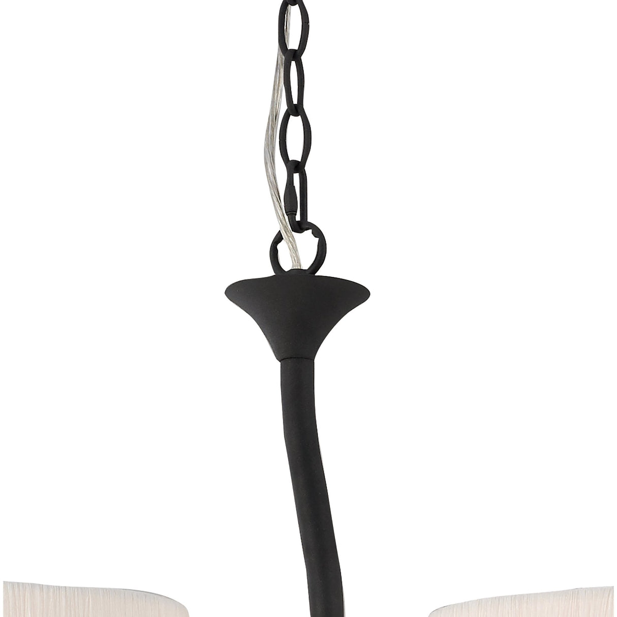 Eve Pendant Light with Dual Arms and White Oval Shades in Anthracite Finish