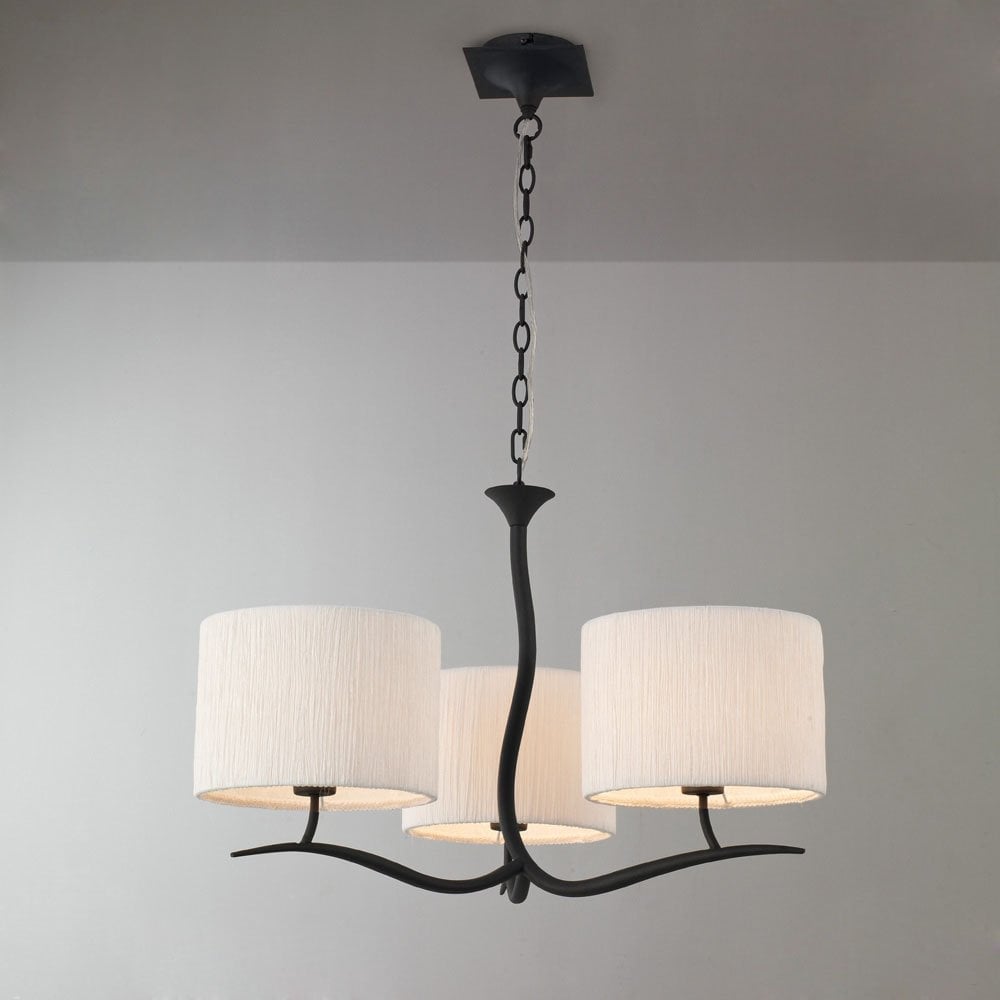 Eve Trio Pendant Light in Anthracite with Elegant White Shades