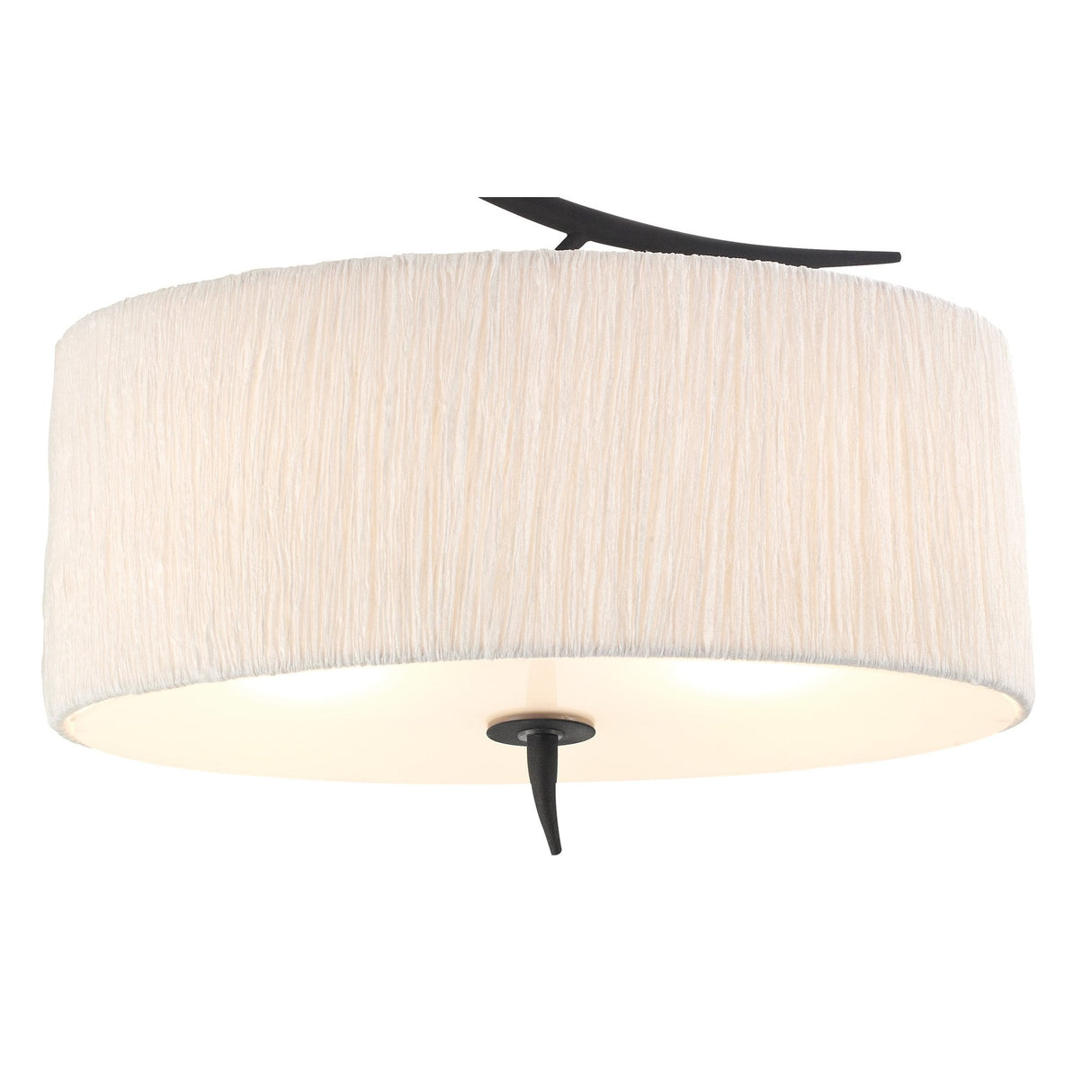 Eve Semi Flush Mount Ceiling Light with Dual E27, Anthracite & White Oval Shade