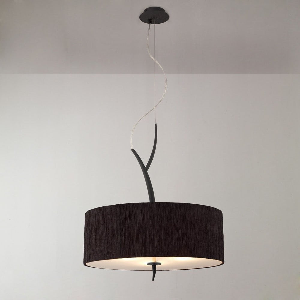 Eve Pendant Trio Light in Antracite with Black Circular Shade